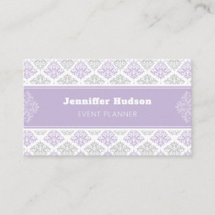 Lavender modern damask customizable business card