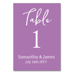 Lavender Modern Elegance Wedding Table Number
