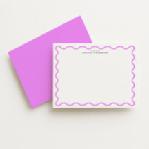 Lavender Modern Wavy Border Personalized Note Card