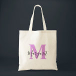 Lavender Monogram Black Script Name Tote Bag<br><div class="desc">Lavender Monogram Black Script Name Tote Bag. Can be given as gift to family and friends on their Birthday and Christmas.</div>