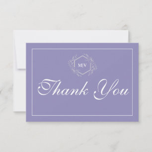 Lavender Monogram Crest Thank You Card