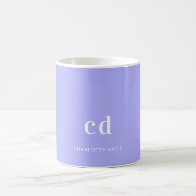 Lavender monogram initials name  coffee mug (Center)