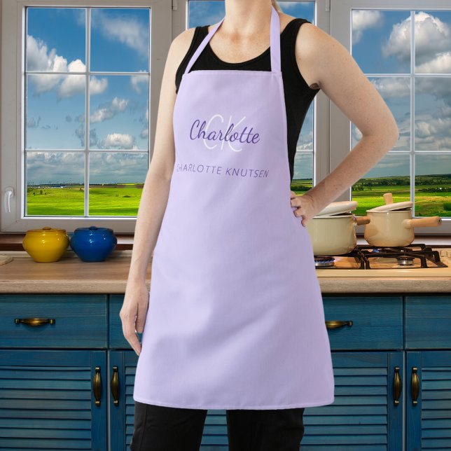 Lavender monogram name apron (Creator Uploaded)