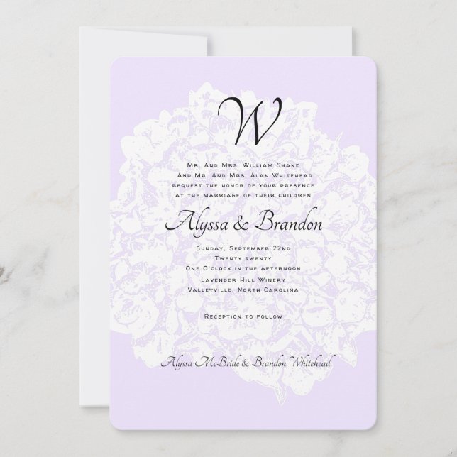 Lavender Monogram Parents Wedding Invitation (Front)