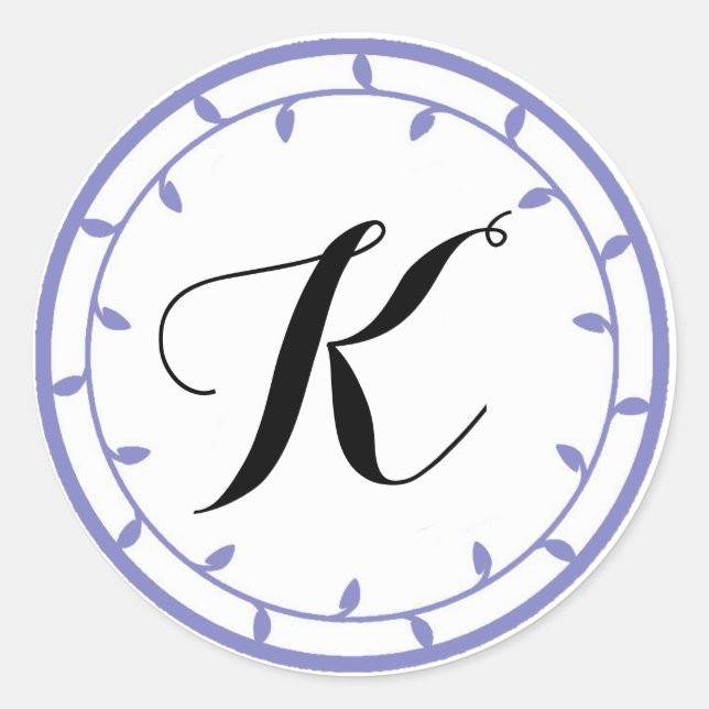 Lavender Monogram Sticker Template (Front)