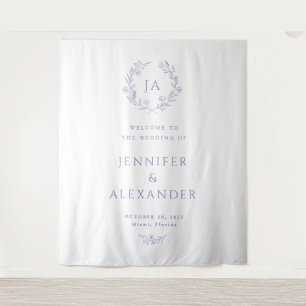 Lavender Monogram Wedding Backdrop Tapestry