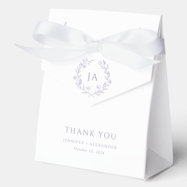 Lavender Monogram Wedding Favor Box (Front)