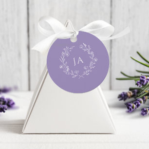 Lavender Monogram Wedding Favour Tags