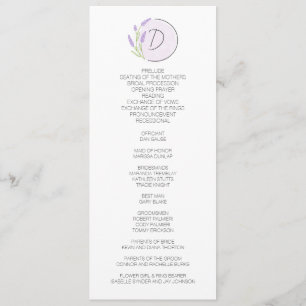 Lavender Monogram Wedding Program