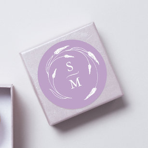 Lavender Monogram Wedding Stickers