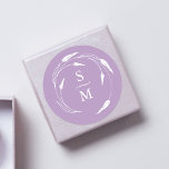 Lavender Monogram Wedding Stickers<br><div class="desc">A modern yet elegant purple monogram wedding sticker features unique lavender line art. Use the template fields to customize the bride and groom's initials. Customize the colour to suit your wedding theme. Perfect for wedding favours and envelope seals. To see more minimalist stickers like this visit www.zazzle.com/dotellabelle Line art and...</div>