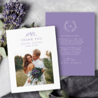 Lavender Monogram Wedding Thank You Card