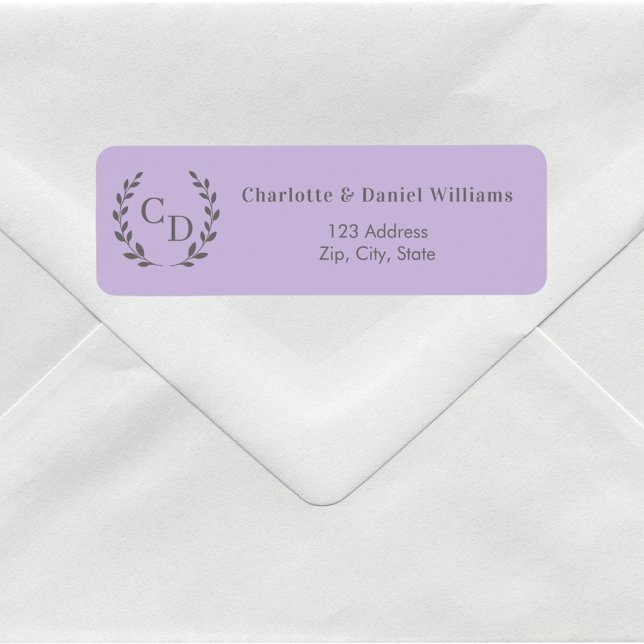 Lavender monogrammed wreath return address (Creator Uploaded)