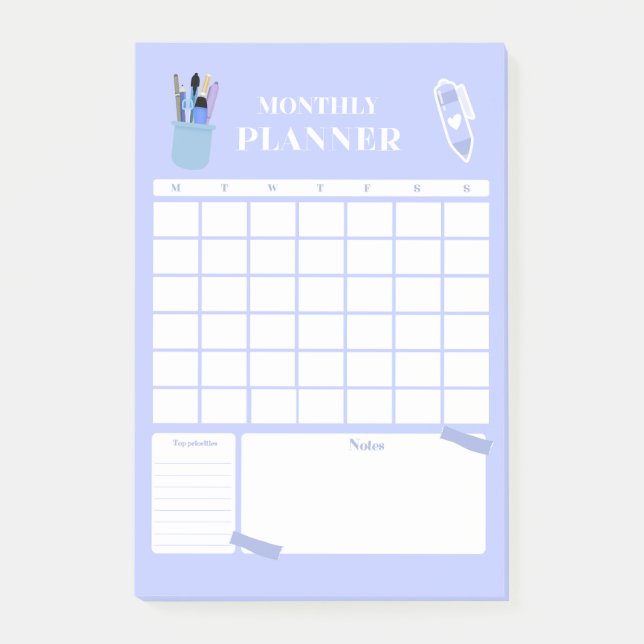 Lavender Monthly Planner Layout Art Post-it Notes (Front)