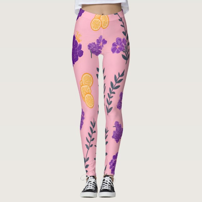 Lavender Mosaic Colourful Personalized Pattern Leggings (Front)