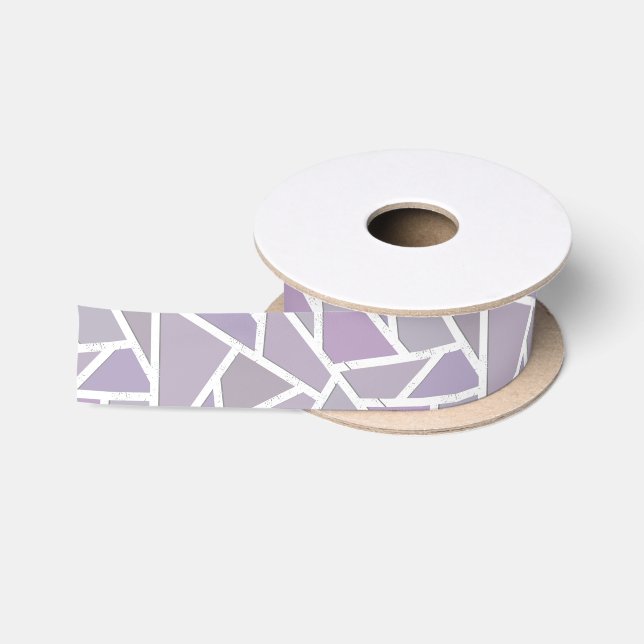 Lavender mosaic pattern satin ribbon (Spool)