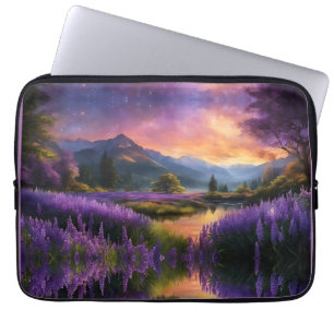 Lavender Mountain Valley at Daybreak Laptop Sleeve