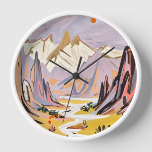 Lavender Mountains Clock