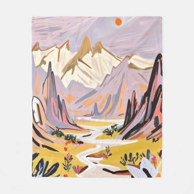 Lavender Mountains Fleece Blanket (Front)