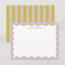 Lavender & Mustard Wavy Border Note Card