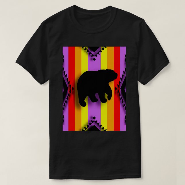 Lavender Native Fire Colour Bear Print  T-Shirt (Design Front)