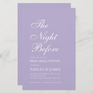 Lavender Night Before Rehearsal Dinner Invitation
