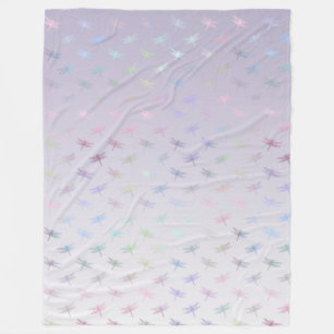 Lavender Ombre Rainbow Dragonflies Fleece Blanket