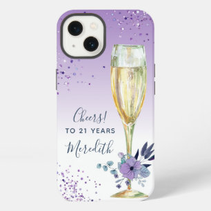 Lavender Ombre Teal Champagne Toast 21st Birthday iPhone 13 Case