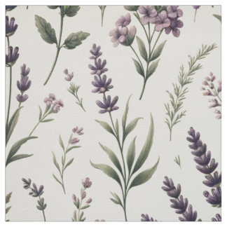 Lavender on Cream Vintage Floral Fabric
