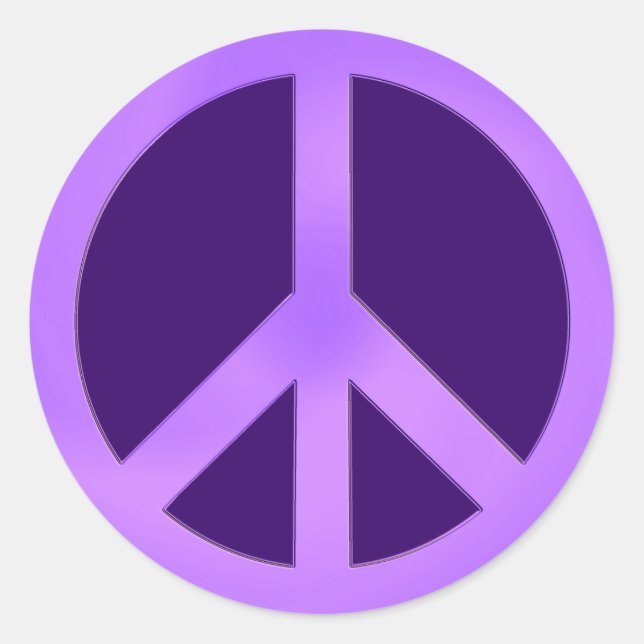 Lavender on Dark Purple Peace Sign Classic Round Sticker (Front)