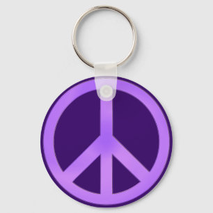 Lavender on Dark Purple Peace Sign Keychain