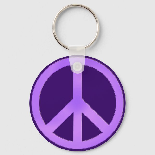 Lavender on Dark Purple Peace Sign Keychain (Front)