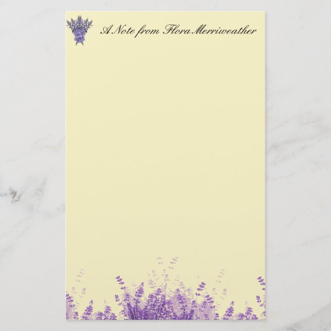 Lavender on Parchment Stationery (Front)