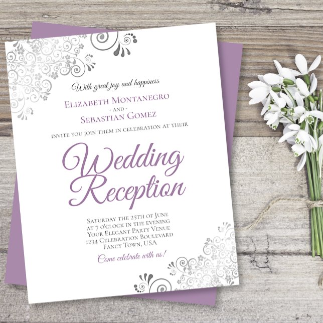Lavender on White Wedding Reception BUDGET Invite (Creator Uploaded)