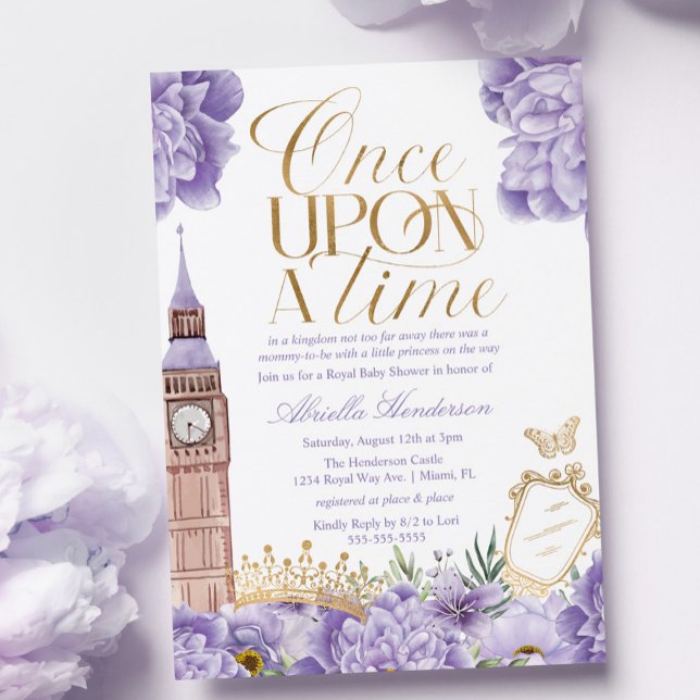Lavender Once Upon a Time Princess Baby Shower Invitation (Creator Uploaded)