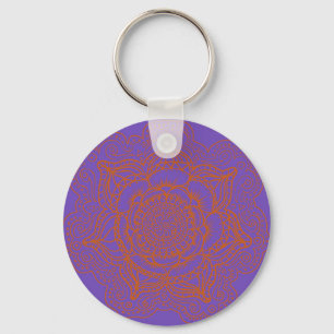 Lavender Orange Mandala Keychain