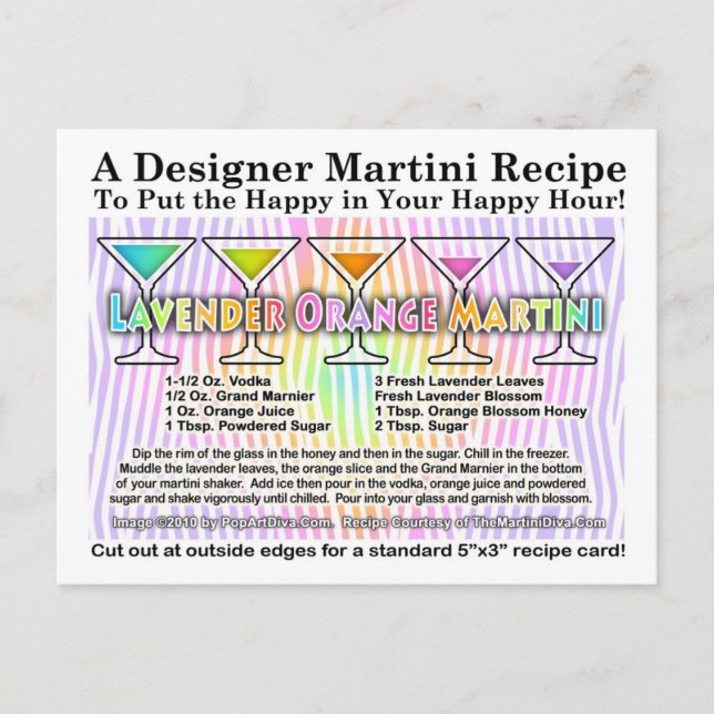 Lavender Orange Martini Recipe Postcard (Front)