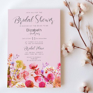 Lavender Orange Pink Yellow Floral Bridal Shower Invitation