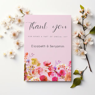 Lavender Orange Pink Yellow Floral Thank You Invitation