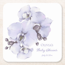 Lavender Orchid Baby Shower Coasters - Floral Baby