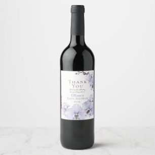 Lavender Orchid Baby Shower Wine Bottle Labels