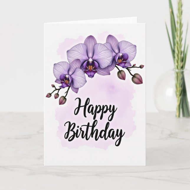 Lavender Orchid Birthday Card (Front)