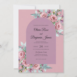 Lavender Orchid Foliage Wedding Invitation