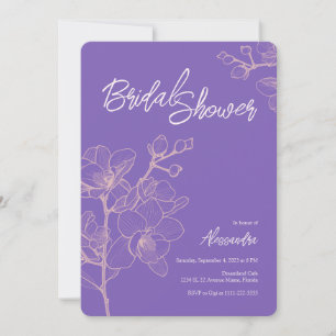 Lavender Orchid Moments   Wedding Bridal Shower Invitation
