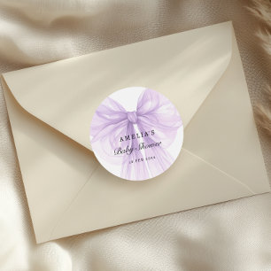 Lavender Organza Bow Chic Baby Classic Round Sticker