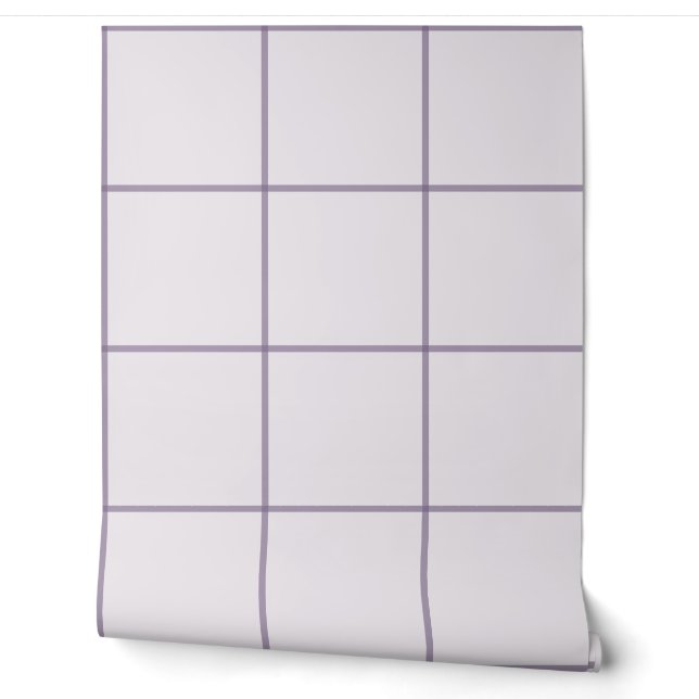 Lavender Oversized Grid Check Wallpaper (Unrolling)