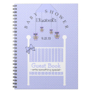 Lavender Owls Baby Shower Guest Book- Notebook