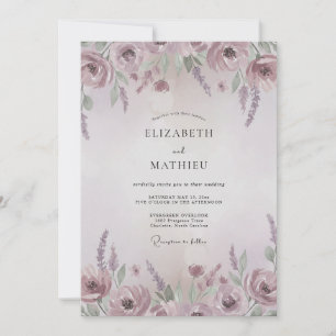 Lavender Painted Ranunculus Wedding Invitation