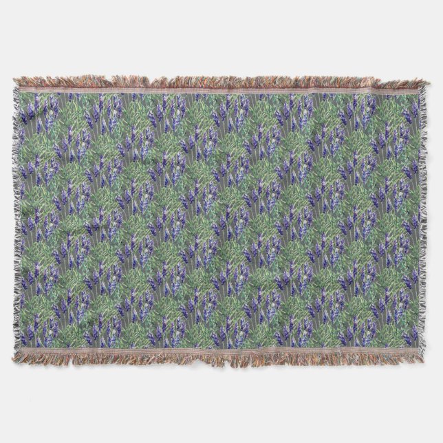 Lavender painted with watercolors throw blanket (Front)