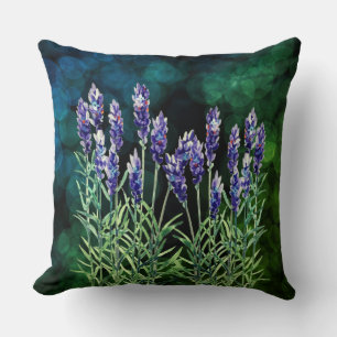 Lavender painted with watercolors throw pillow